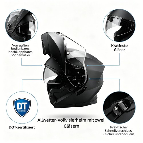 Klapphelm mit sonnenblende - mit,