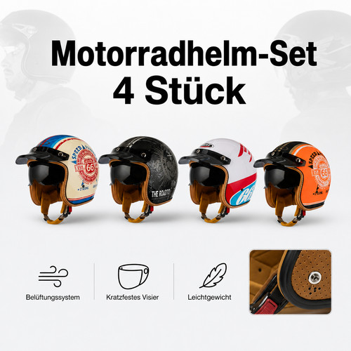 Quadhelm motorradhelm retro - motorradhelm,